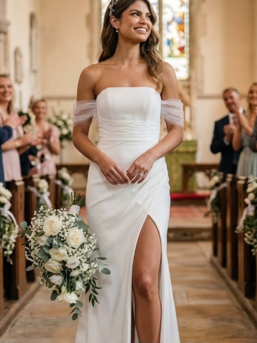 New Lulus Profound Glamour Off-Shoulder White Wedding Dress Sz Large